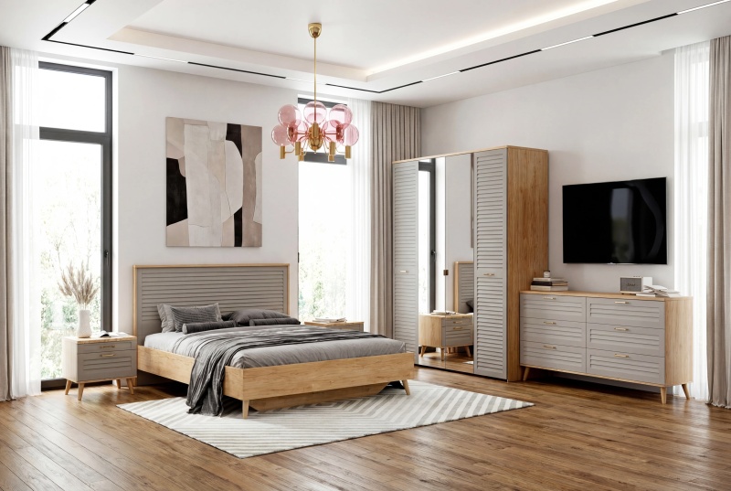 Спальный гарнитур "Гавана" композиция #5 Светло-серый